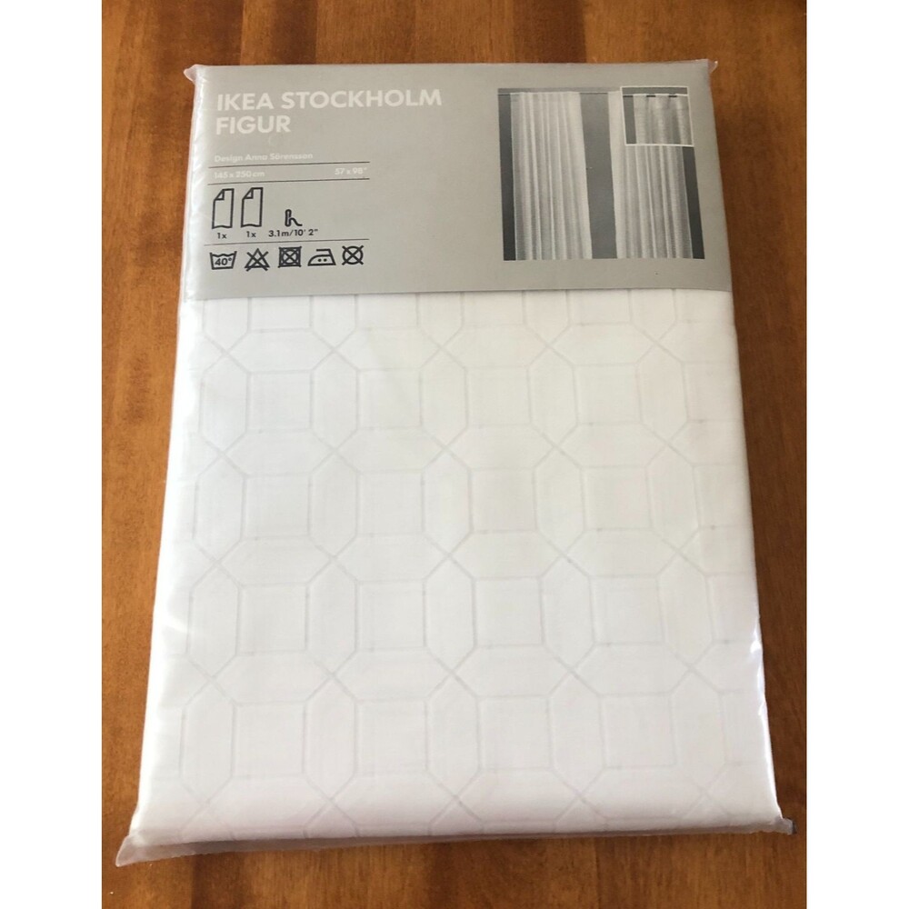 Ikea Stockholm Figur White Curtains 2 Panels Set White 57x98" 701.416.81 NEW